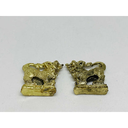 Fu Dogs Pair In Small Gold Metal
