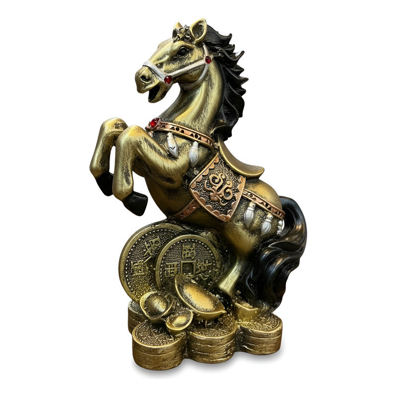 Caballo Año Chino Estatua De Resina 18x13x8.5 Cm