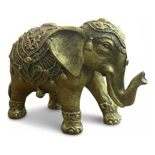 Figura Elefante Hindú Dorado Decoración Suerte 10cm Dorado Oscuro