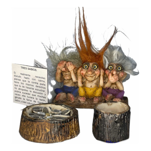 Troll 3 Könige 6cm + Futterspender + Samen + Karte