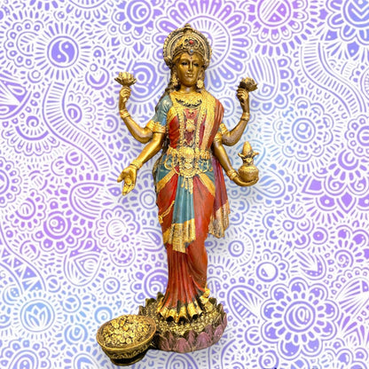 Lakshmi Diosa Fortuna Resina Artesanal Ritualizado.