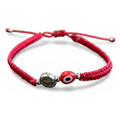 Pulseras De Hilo Tejido Artesanal. San Benito Ojo Rojo Hilo Rojo 18 Cm 25 Cm by HEREJE