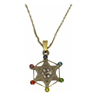 Metatron Gold Plated Pendant with Chain with Crystal