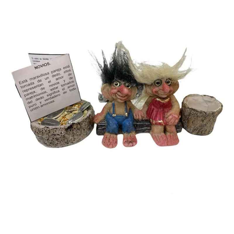 Troll Mini + Comedero + Semillas + Tarjeta Varios Modelos Novio 6cm