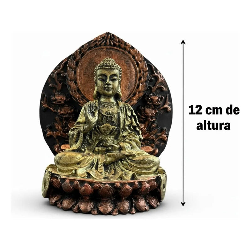 Buda Con Círculo 12 Cm Figura De Resina Dorado by HEREJE