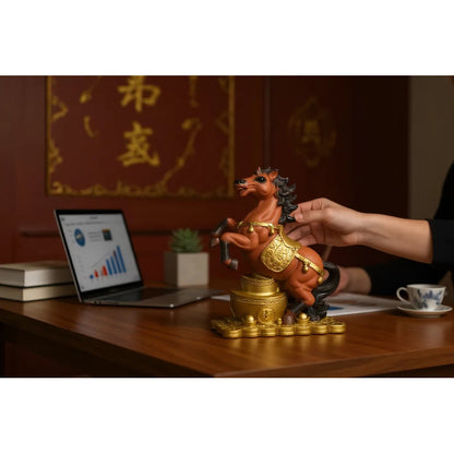 Caballo Del Año Chino Escultura De Resina 12x10x6cm