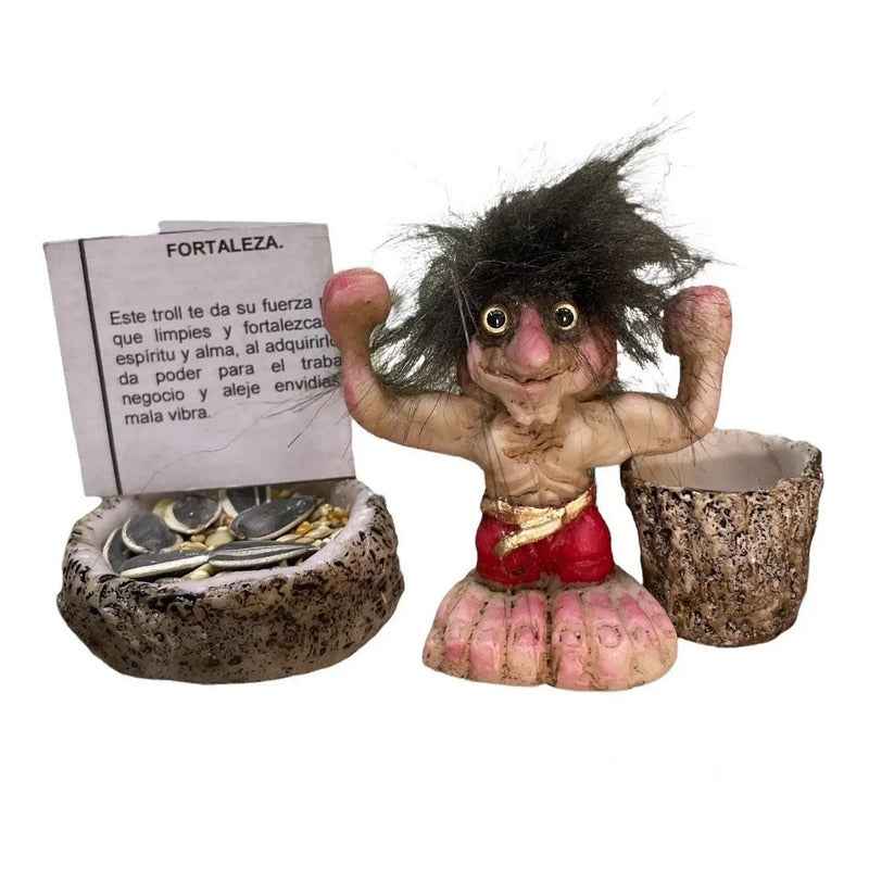 Troll Mini + Comedero + Semillas + Tarjeta Varios Modelos Fortaleza 6cm