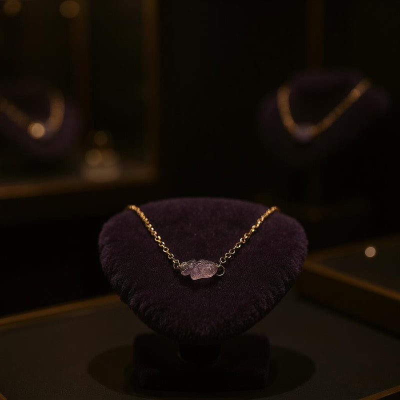 Collar Aquíje Pedra Cuarzo Dorado 45 Cm