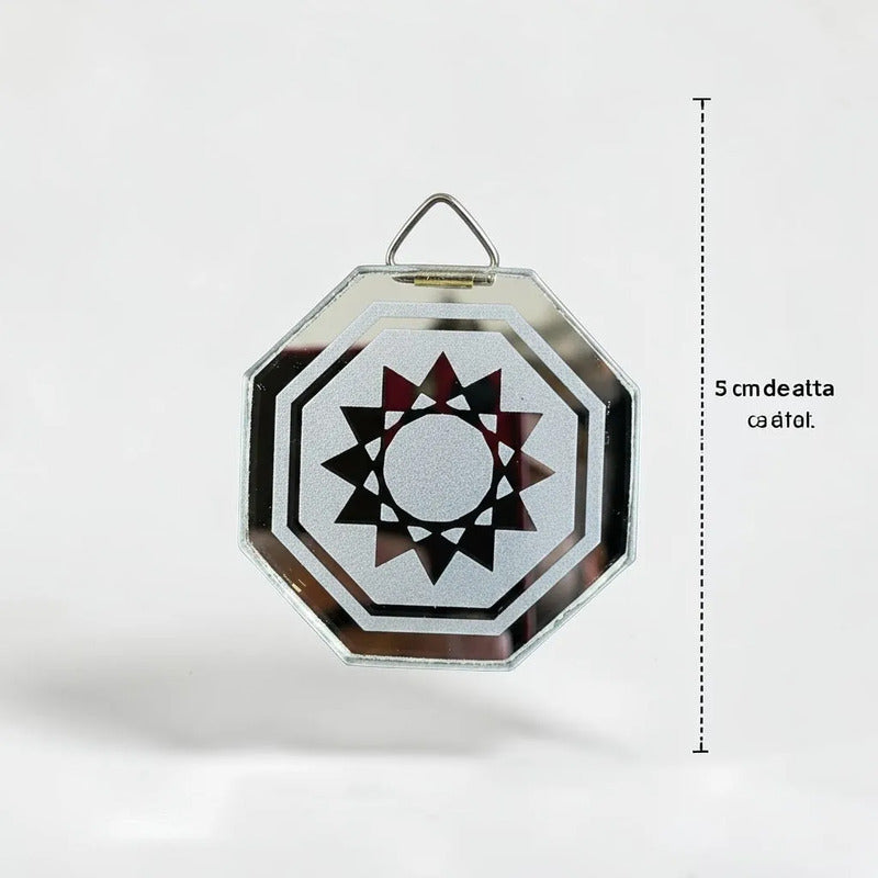 Espejo Octagonal, Grabado Con Símbolos Esotéricos De 5 Cm Estrella De 12 Picos by HEREJE