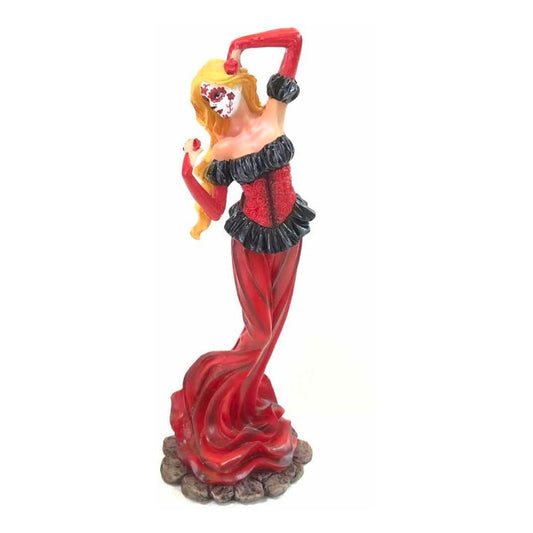 Red Catrina in National Resin Hand Painted 25 cm