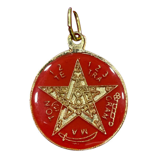 Pentagrama Ritualizado Mediano 7 Metales Tetragramaton 25mm Rojo M by HEREJE
