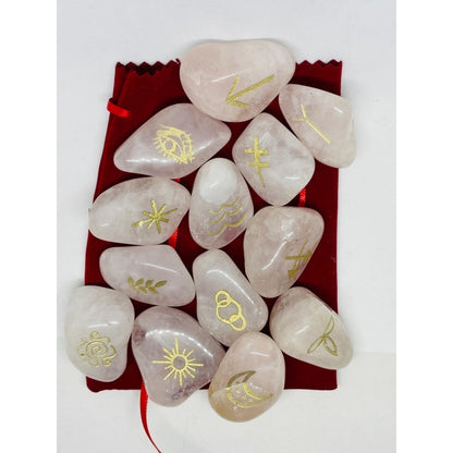 Witch Runes Gypsy Quartz Stones 13 Pieces.