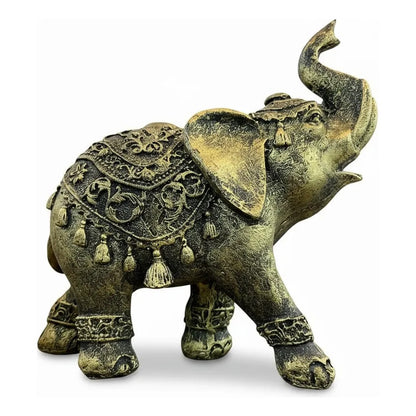 Figura Elefante De La Suerte Hindú Resina Dorado 13 Cm Dorado Oscuro by HEREJE
