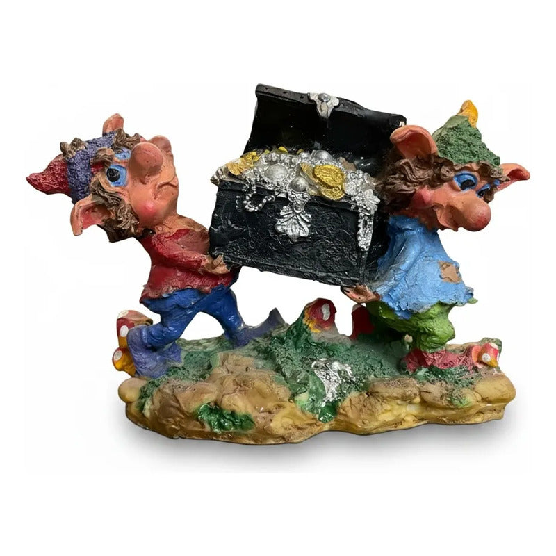 Figura Duendes Con Cofre Del Tesoro De La Abundancia Rojo by HEREJE