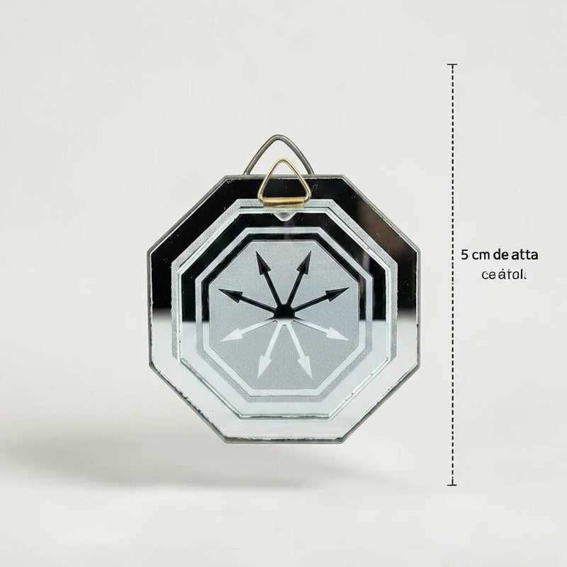 Espejo Octagonal, Grabado Con Símbolos Esotéricos De 5 Cm Disipador De Radiaciones by HEREJE