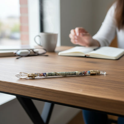 Vara De Poder Dorada Con Cuarzos Hecha A Mano Artesania