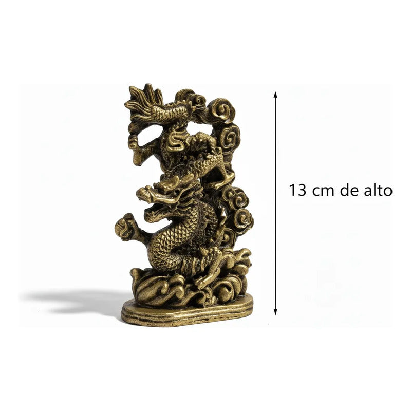 Figura Dragón Chino Feng Shui Para Abundancia 13cm Dorado by HEREJE