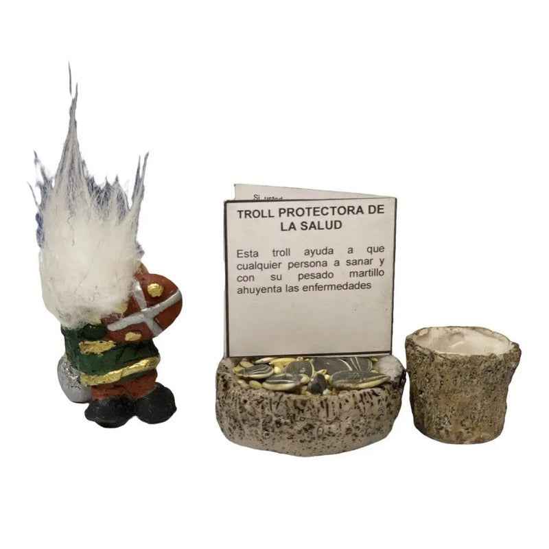 Troll Mini + Comedero + Semillas + Tarjeta Varios Modelos Protector De La Salud 5cm