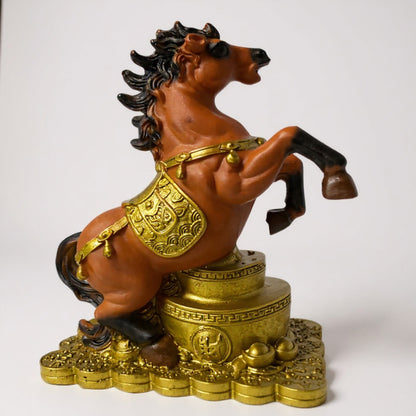 Caballo Del Año Chino Escultura De Resina 12x10x6cm