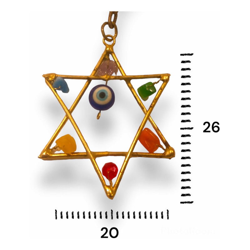 Star of David Keychain with Quartz