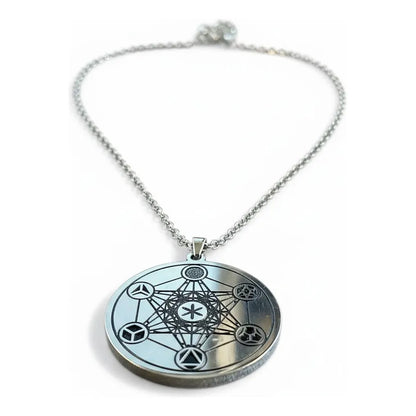 Metatron Medalla De Acero Plateado