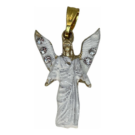 Archangel Gabriel Gold Plated Pendant or Pin with Crystal