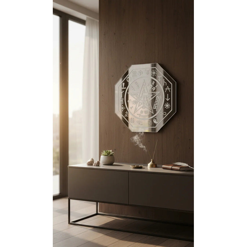 Espejo De 30 Cm Con Varios Grabados Artesanal A Elegir Tetrágramaton