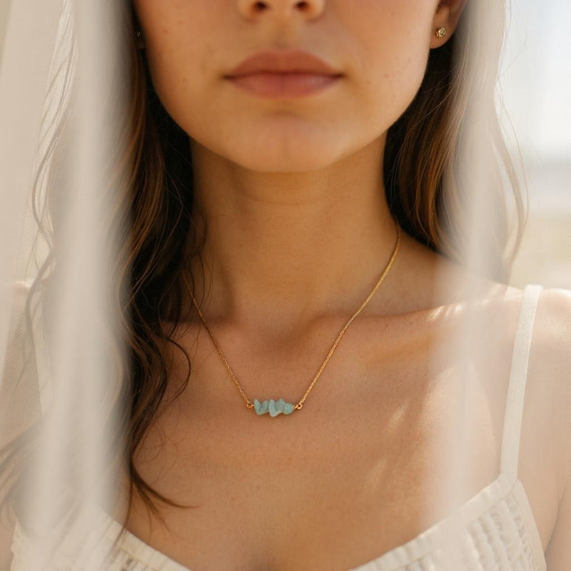 Collar Aquíje Pedra Cuarzo Dorado 45 Cm