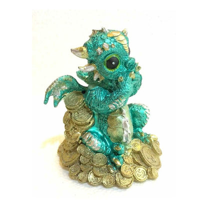 Dragón Tipo Bebe Resina 14.5 Cm Nacional Pintado A Mano.