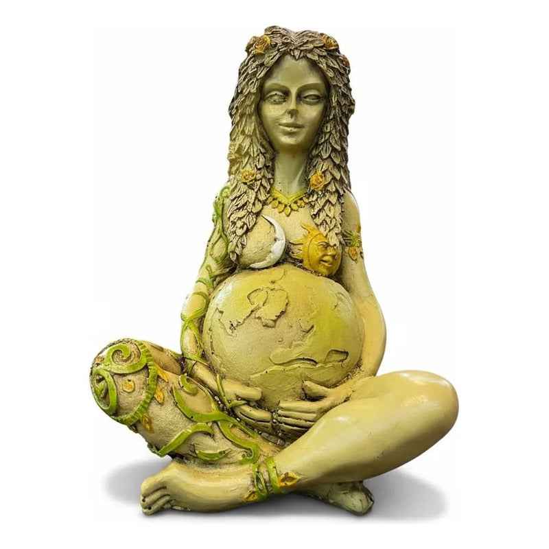 Figura Diosa Madre Tierra Gaia Estatua Decorativa 15cm Verde Claro