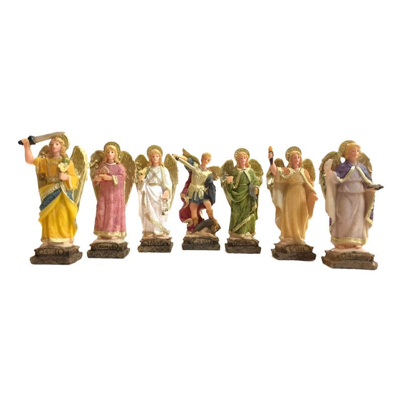 Set of 7 Archangels Resin Figures Saint Michael, Jophiel, Chamue