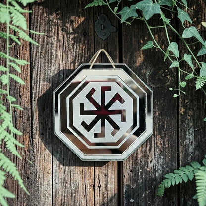Espejo Octagonal, Grabado Con Símbolos Esotéricos De 5 Cm Poder Energia Y Movimiento by HEREJE