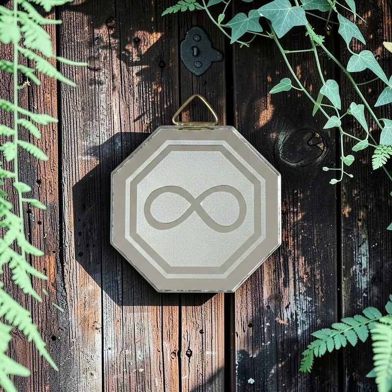 Espejo Octagonal, Grabado Con Símbolos Esotéricos De 5 Cm Infinito by HEREJE