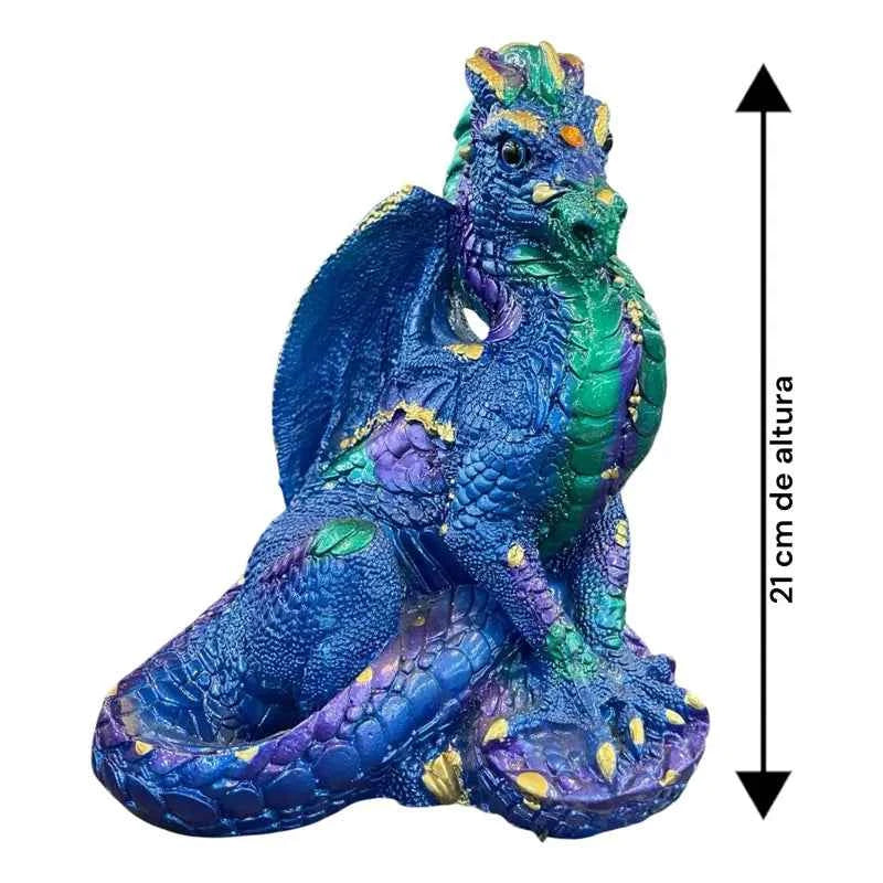 Dragon De 21 Cm De Altura Estatua De Resina Azul