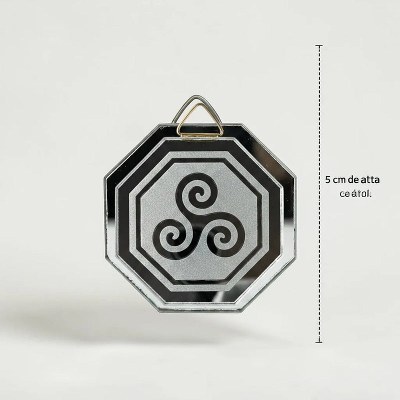 Espejo Octagonal, Grabado Con Símbolos Esotéricos De 5 Cm Trisquel by HEREJE
