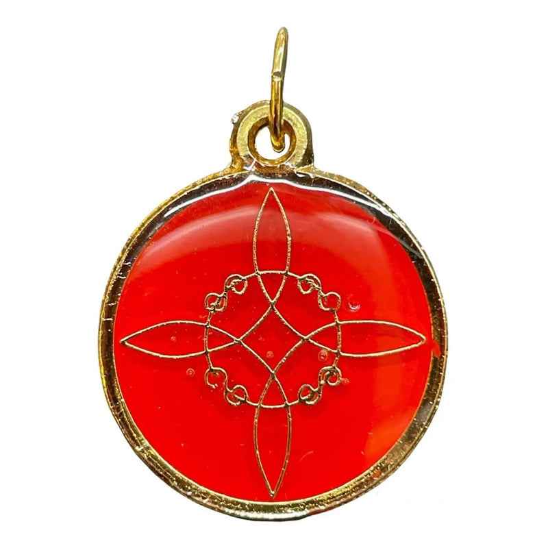 Nudo De Brujas Dije Encapsulado Con Los 7 Baño De Oro 25mm Rojo by HEREJE