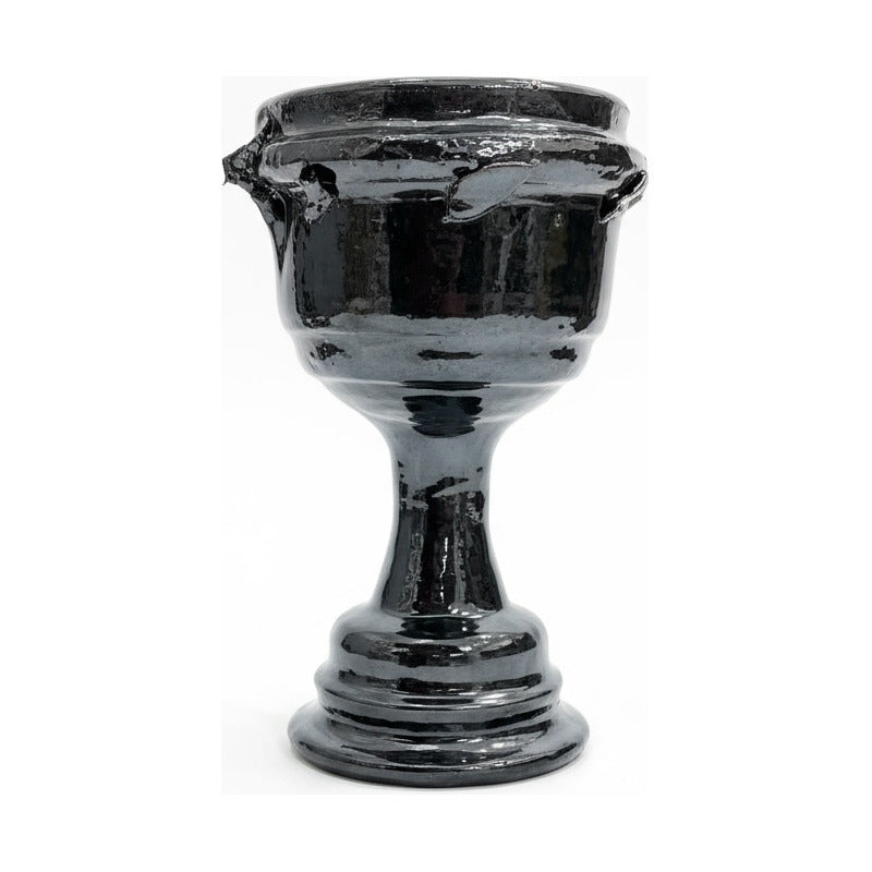 Sahumerio Copalera Porta Incienso Barro Vidriado 20x12x15 Cm Negro Lisa