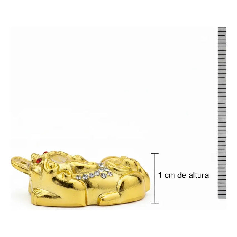 Piyao Pixiu Miniatura Feng Shui Amuleto Suerte 1cm Dorado by HEREJE