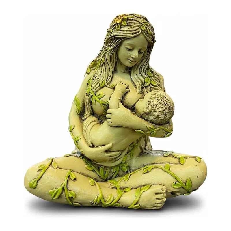 Figura Diosa Madre Tierra, Gaia De Resina 10 Cm Verde Claro