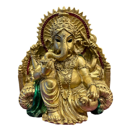 Ganesh Throne Resin Statue 14 Cm.