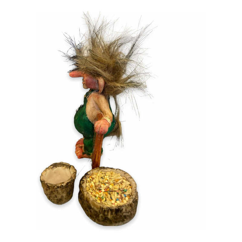 Troll Talisman Ven Dinero + Comederos + Semillas 11x9x6 Cm