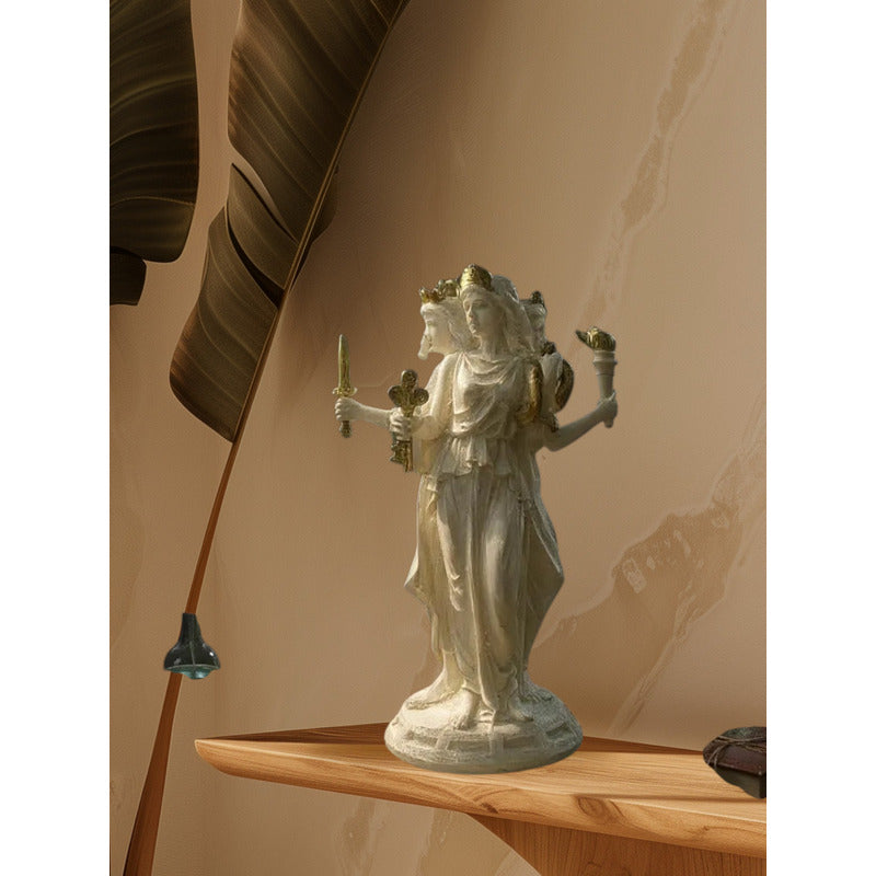 Estatua Hecate Triple Diosa Resina 21cm