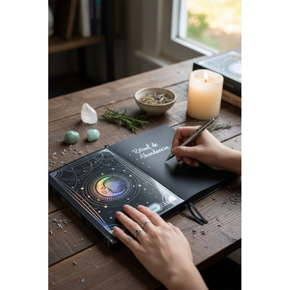 Libreta Grimorio Hojas Negras Para Rituales De Abundancia.