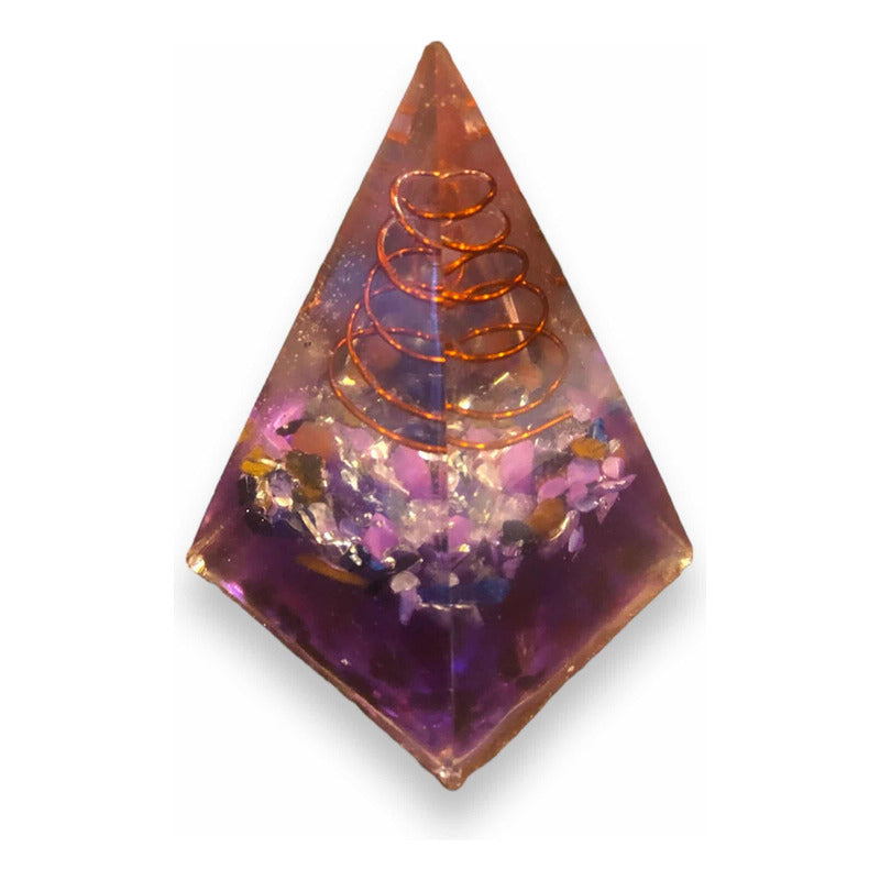 Pirámide De Orgonita 7cm Con Resina Color Morada