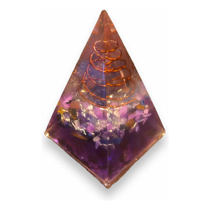Pirámide De Orgonita 7cm Con Resina Color Morada