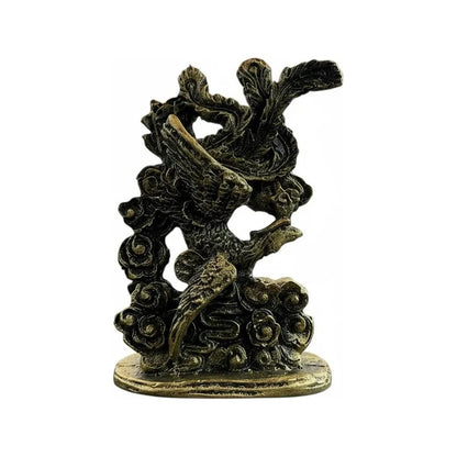 Kit Feng Shui: Ave Fénix Estatua Resina Dorado Oscuro 13cm + Dragón Chino Abundancia Dorado 13cm by HEREJE
