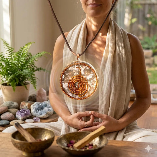 Dije De Resina Con Cobre Y Cuarzo. Cho Ku Rei Amatista