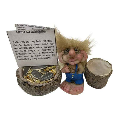 Troll Mini + Comedero + Semillas + Tarjeta Varios Modelos Amistad 5.5cm