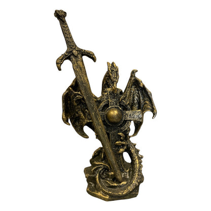Golden Dragon Decorative Figure 12 cm Made of Mexican Resin