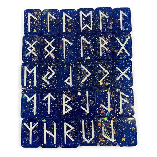 Runas Celtas En Resina Pintadas A Mano 25 Piezas Ahumado Blue
